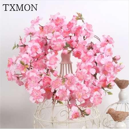 30CM Silk Artificial Cherry Flower Door Wreath For Wedding Home Decoration Hotel Store Decor Garland