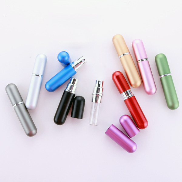 Mini Portable For Travel Aluminum Refillable Perfume Bottle With Spray&Empty Cosmetic Containers With Atomizer 5ml Random Color