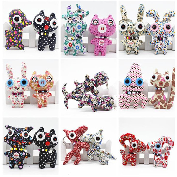 Fashion concise cute cloth toys buttons dolls small pendants Animal dolls children's toys and gifts wholesale T5I6031