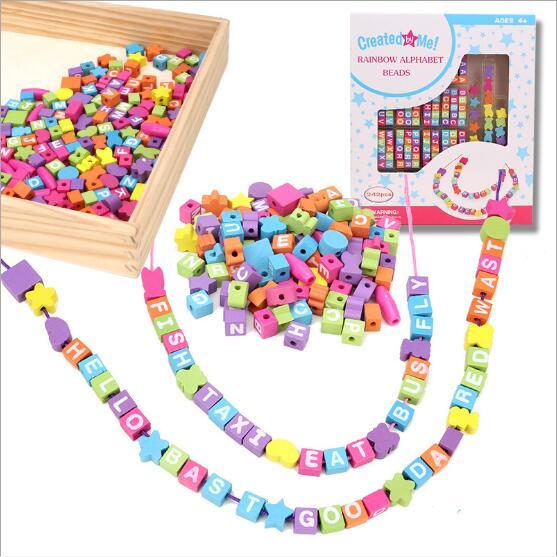 Children's wooden beads early teach puzzling toys Baby wear string beads candy toys Children's bead gifts