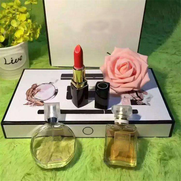 In Stock makeup set Collection Perfume lipstick eyebrow pencil mascara 5 in 1 cosmetic kit with Gift Box free shipping.