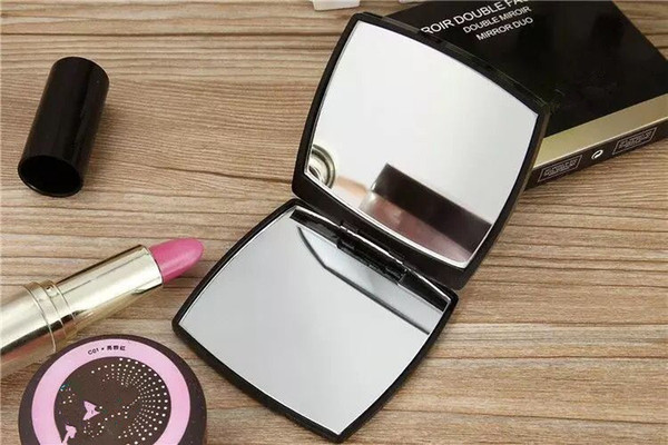 HOT sale with logo Folding double side mirror with gift box black makeup mirror Portable classic style (Anita Liao)