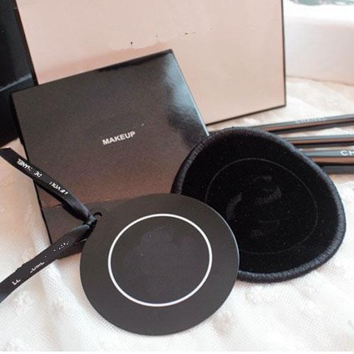 2pcs CC carry-on Cosmetic mirror black velvet set Stainless steel face small round mirror lady fashion makeup magnify clear mirror gift box