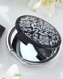 Free shipping 100 pieces/lot Event and Party giveaways Damask Elegant Black & White Make up Mirror for Weddingt Favors