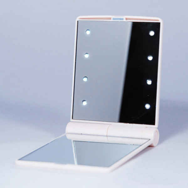 Led Light Girls Makeup Mirror with 8 LED Light Folding Cosmetic Hand Mirror Portable Pocket Mirror free dhl