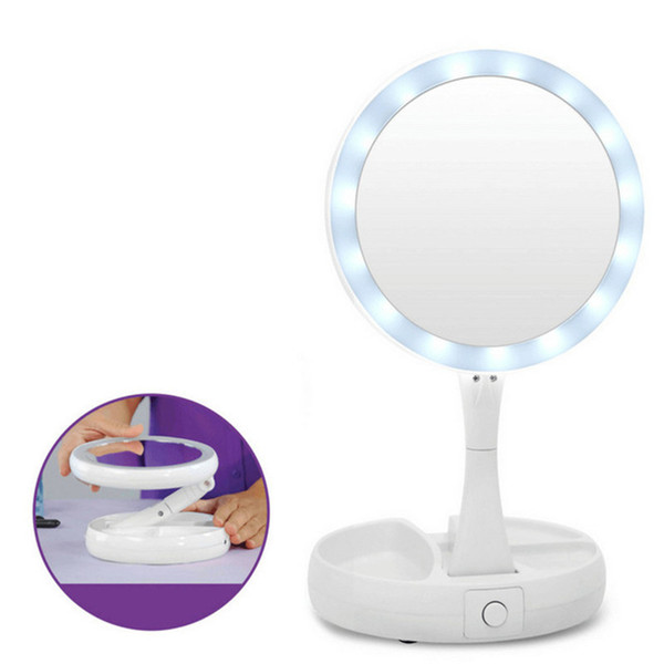 20pcs New My Fold Away LED Makeup Mirror Double-sided Rotation Folding USB Lighted Vanity Mirror Touch Screen Portable Tabletop Lamp c413