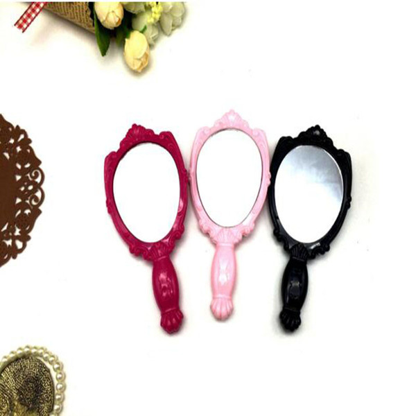 DHL Vintage Hand Mirrors Rose Cosmetic High Quality Plastic Makeup Mirror Cute Girl Hand Make Up Tools Shank Mirror