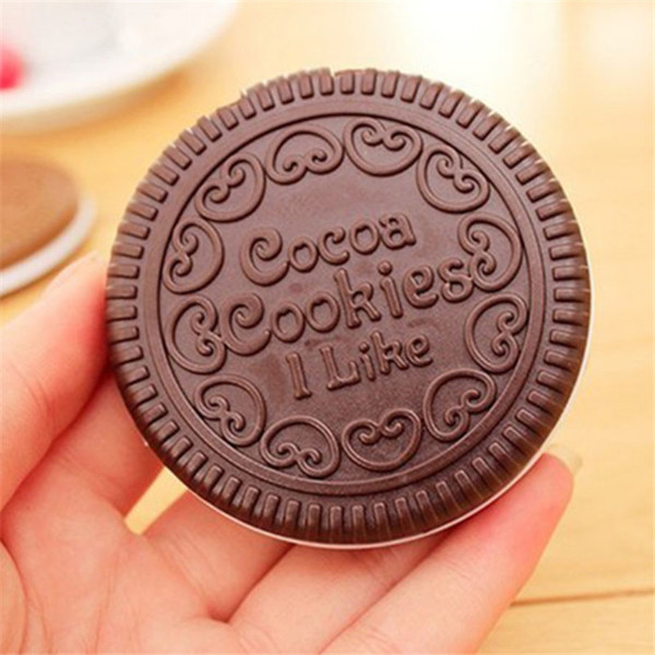 Mini Pocket Chocolate Cookie Biscuits Compact Mirror With Comb ~Cute~deep coffee color