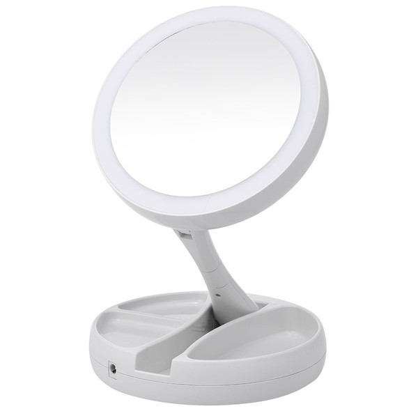 Portable LED Lighted Makeup Mirror Vanity Compact Make Up Pocket mirrors Vanity Cosmetic Mirror 10X Magnifying Glasses VT0005-1