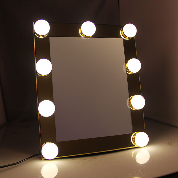 Vanity Tabletops Lighted Makeup Mirror With 9 LED Bulb Lights Touch Stage Screen Beauty Mirror Adjustable Cosmetic Tool 2018