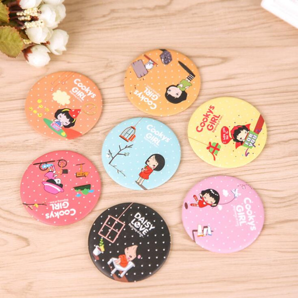 Free shipping Sweet and lovely portable makeup mirror portable mirror cartoon round beauty mirror HM001 mix order as your needs