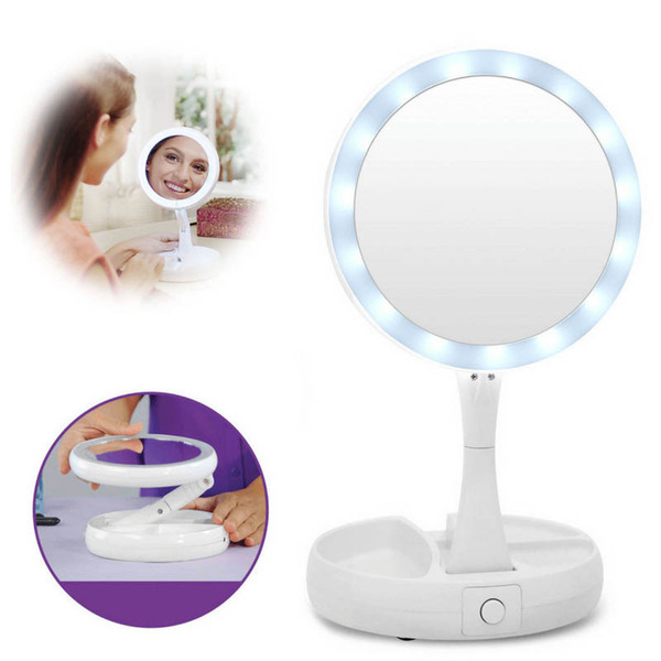 My Fold Away LED Makeup Mirror Double-sided Rotation Folding USB Lighted Vanity Mirror Touch Screen Tabletop Lamp Adjustable Cosmetic Mirror