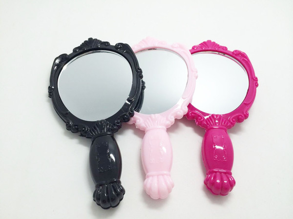 hot Vintage Rose Cosmetic Mirror Plastic Makeup Mirror Cute Girl Hand Make Up Black,White,Pink 3 colors