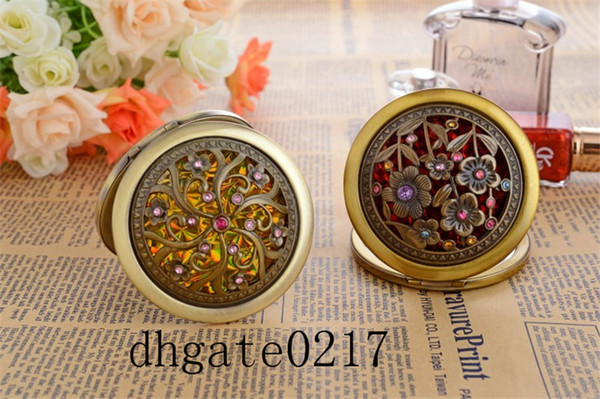 mini vingate mirror makeup mirror compact mirror pocket portable hand mirror with Comb Makeup Tools