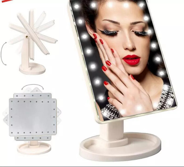 Make Up LED Mirror 360 Degree Rotation Touch Screen Make Up Cosmetic Folding Portable Compact Pocket With 22 LED Light Makeup Mirror WCW236