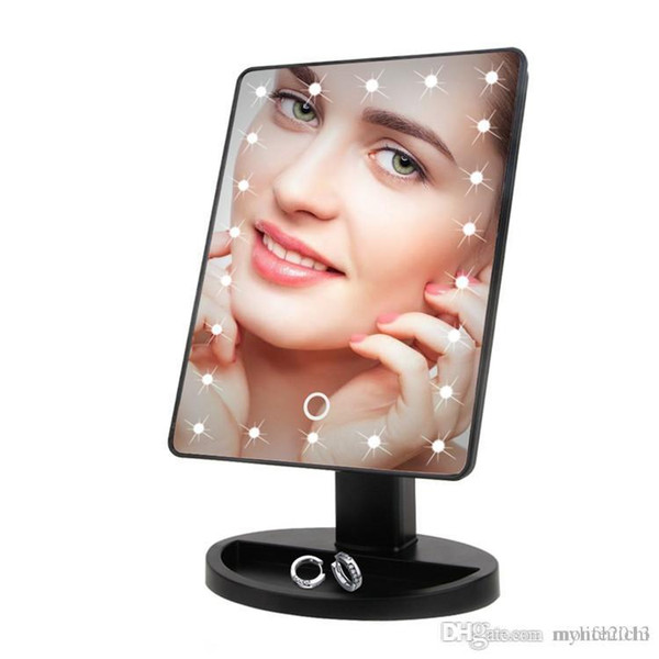 360 Degree Rotation Touch Screen Make Up Mirror Cosmetic Folding Portable Compact Pocket With 22 LED Lights Makeup Tooll