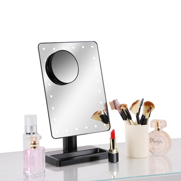 LED Lighted Makeup Vanity Cosmetic Mirror with 24 Lights 12 Inch Large Screen with 10x Magnification Spot Mirror Perfect for Makeup