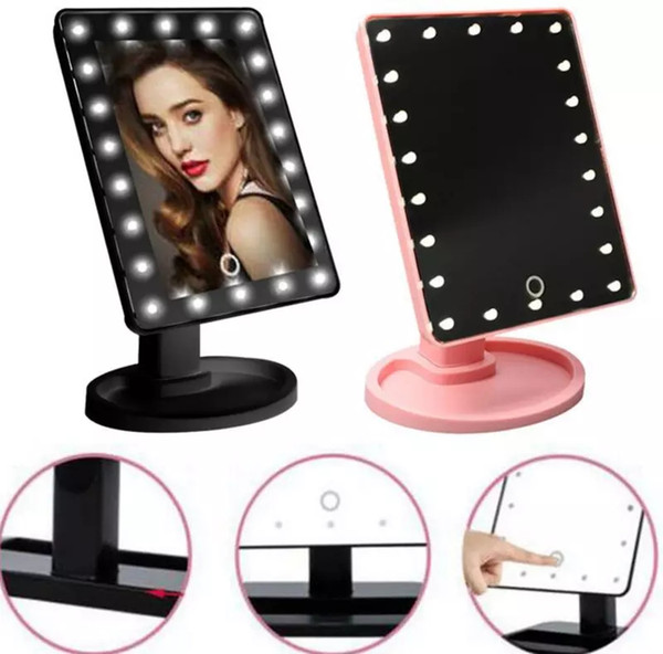 Make Up LED Mirror 360 Degree Rotation Touch Screen Make Up Cosmetic Folding Portable Compact Pocket With 22 LED Light Makeup Mirror D0140