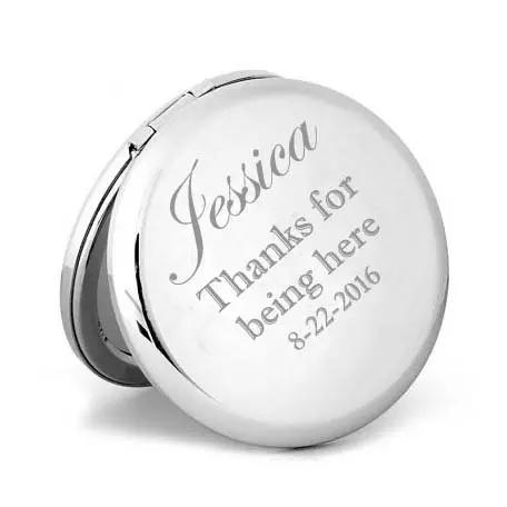 mini New Personalized Compact Mirror Wedding Bridesmaid Gift Custom Engraving Pocket Magnifying Makeup Mirror wholesale free shipping