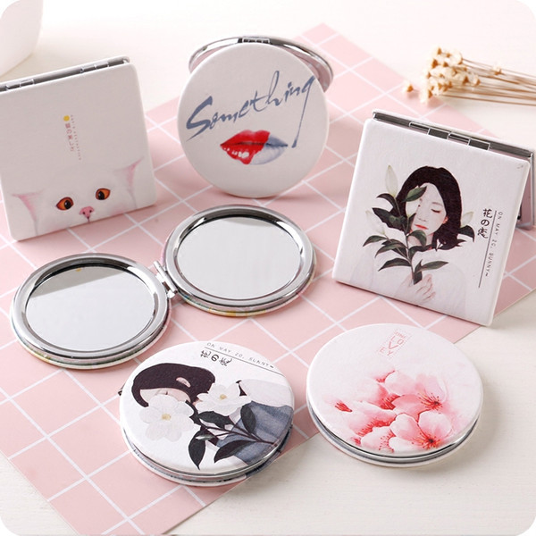 Creative Fashion Portable Pocket Mirror with Leather Cover Two-sides Folding Makeup Mirror Mini Cosmetic Make Up mirro