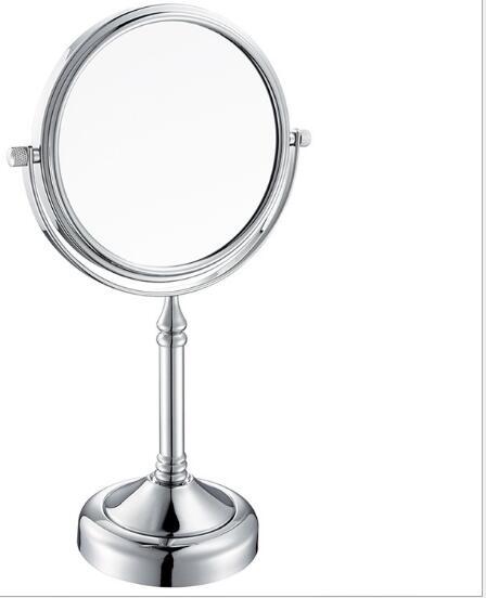 Europe Style Cosmetic Mirror Table Makeup Mirror Copper Framed Dressing 2-Faced 360 Swivel Mirror with 3x Magnification 8 Inch Round