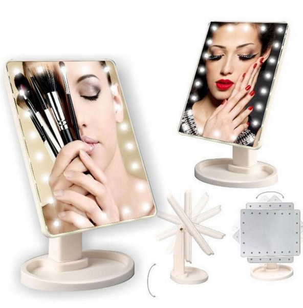 Make Up LED Mirror 360 Degree Rotation Touch Screen Make Up Cosmetic Folding Portable Compact Pocket With 22 LED Light Makeup Mirror ST222