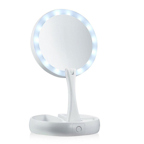 My Fold Away mirror Multifunction make up Cosmetic LED Rechargeable double sided mirror 360 Degree Rotation Cosmetic Folding Mirrors hot