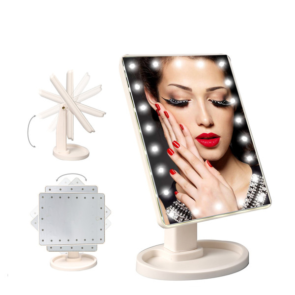 Make Up Mirror 360 Degree Rotate Touch Screen Cosmetic 22 LED mirror Folding Portable ASH0276