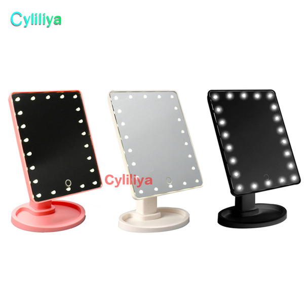 360 Degree Rotation Touch Screen Make Up LED Mirror Cosmetic Folding Portable Compact Pocket With 22 LED Lights Makeup Mirror