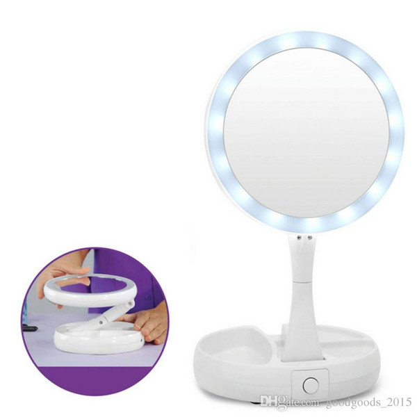 New My Fold Away LED Makeup Mirror Double-sided Rotation Folding USB Lighted Vanity Mirror Touch Screen Portable Tabletop Lamp c413