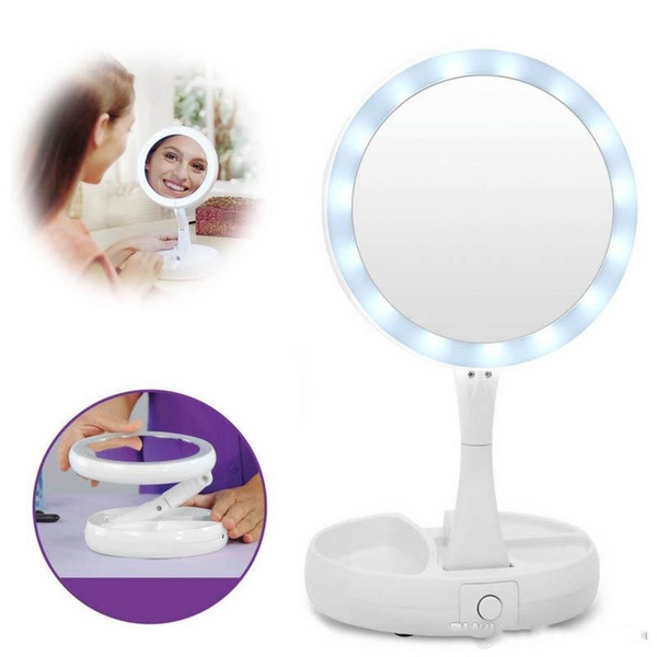 My Fold Away LED Makeup Mirror Double-sided Rotation Folding USB Lighted Vanity Mirror Touch Screen Tabletop Lamp Adjustable Cosmetic Mirro