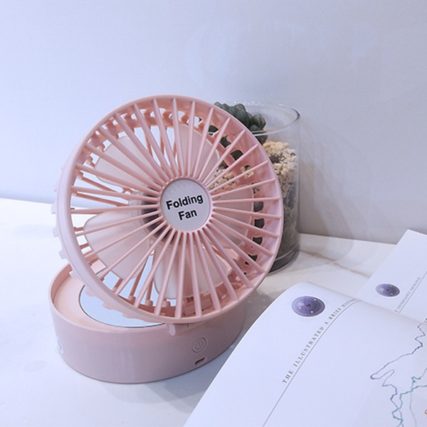 New Creative folding mirror fan USB power storage portable makeup mirror mini fan student pocket cute fan