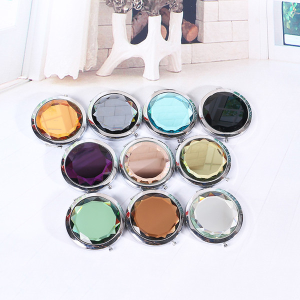 Crystal Pocket Mirror 10 Designs Outdoor Portable Folding Mirror Metal Engraved Make Up Mirror Party Favor Gifts 50 Pieces DHL