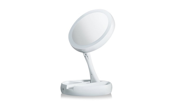 FOLDING LED Lighted Portable Fold Vanity Mirror N/A White Circular