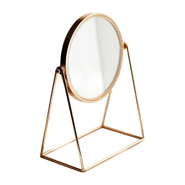 Nordic Metal Decorative Mirror Lady Desktop Makeup Mirror Crafts Copper Three-dimensional Princess Mirror Home Decor Accessories