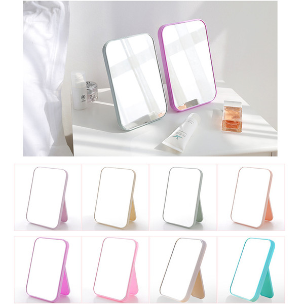 20.5cm x 14cm Makeup Mirror - Rectangle Folded Travel Desktop Mirrors - Make Up Accessories Plastic Body Mix Color