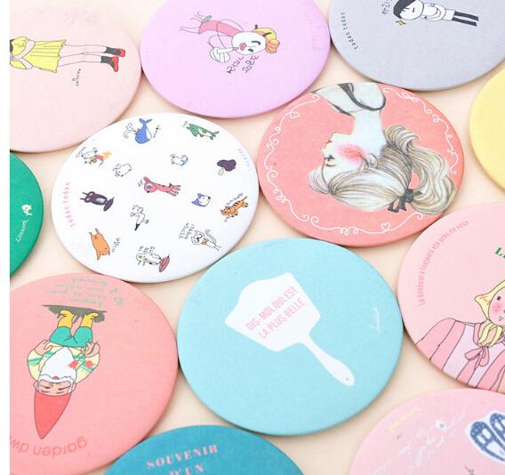 Cute Cartoon Small Mirror Metal Around Mini Portable Cosmetic Mirror Color Random