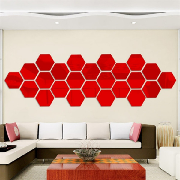 1 pc Hexagonal Box Stereoscopic Character Decorative Mirror Wall Stickers Living Room Decor