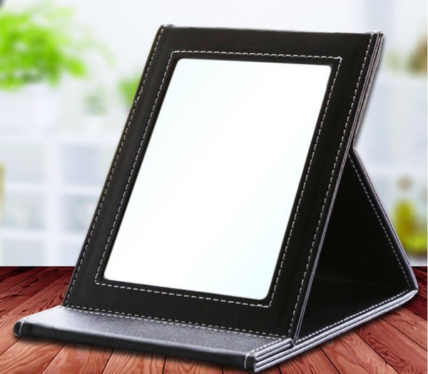 Lady Makeup Cosmetic Mirror Folding leather Mirror high quality hotsale color randomly 20*14*2cm