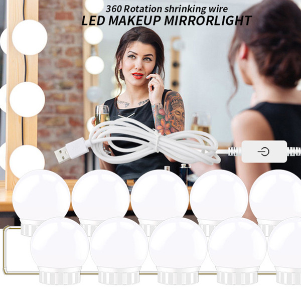 Hollywood Style LED Vanity Mirror Lights Kit with Dimmable Light Bulbs, Lighting Fixture Strip for Makeup Vanity Table Set in Dressing Room