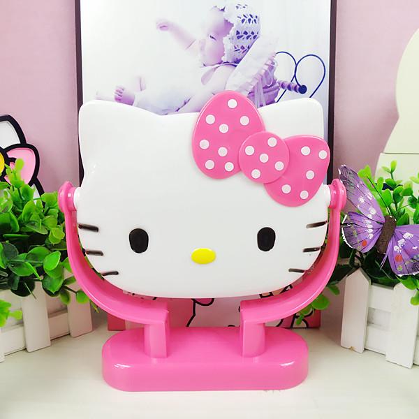 Wholesale- Kitty Cosmetic Makeup Mirror KT Dresser Round Vanity Mirror Rotate 360 Degrees The Three-dimensional Cartoon Characters