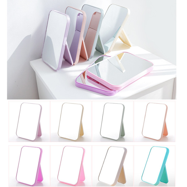 20.5cm x 14cm Makeup Mirror - Rectangle Folded Travel Desktop Mirrors - Make Up Accessories Plastic Body Mix Color