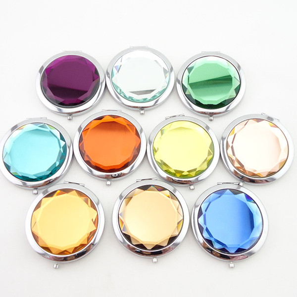 New Arrivals Cosmetic Compact Mirrors Crystal Magnifying Multi Color Make Up Makeup Tools Mirror Wedding Favor Gift #Y195