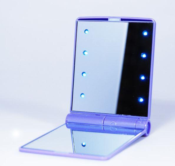 Light Up Mirror 8 Led Cosmetic Make Up Mirror 8Led Mirror Compact Mirror with Led Lights 5 Colors Portable Make Up Tool