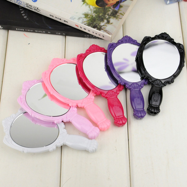 Wholesale Rose Vintage Handle Makeup Mirrors Oval Vanity Small Mirror Pocket Portable New Shaped Design Air Espelho