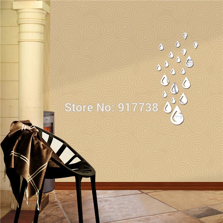 Free shipping rainy drops wall mirror 3D wall sticker bathroom decorative mirror acrylic wall paper home decor NEW ARRIVAL