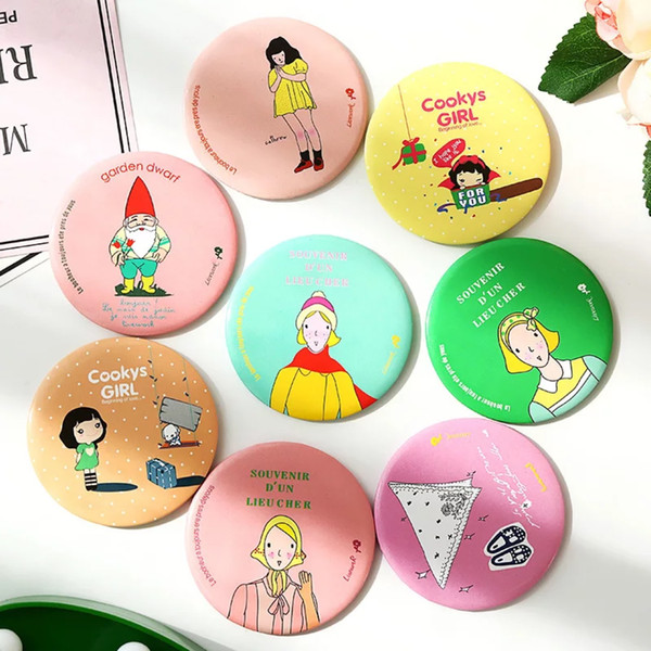 Fashion Lady Makeup Mirror Cute Cartoon Pattern Portable Compact Pocket Cosmetic Mirror Mini Small Creative Pocket Mirror