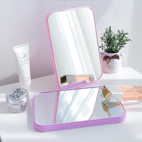 20.5cm x 14cm Makeup Mirror - Rectangle Folded Travel Desktop Mirrors - Make Up Accessories Plastic Body Mix Color