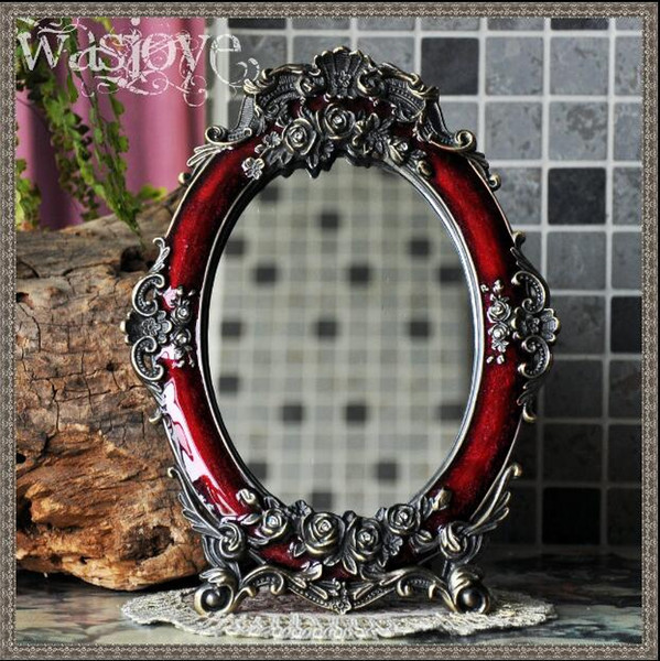 red/white Engraved With frames retro table mirror vanity mirror for vanity table makeup for home decoration J022