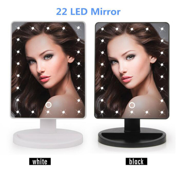 LED Touch Screen Makeup Mirror Professional Vanity Mirror With 22 LED Lights Health Beauty Adjustable Countertop 180 Rotating